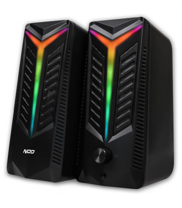 NOD Aurora 2.0 RGB Ηχεία Υπολογιστή 2.0 με RGB Φωτισμό και Ισχύ 16W σε Μαύρο Χρώμα