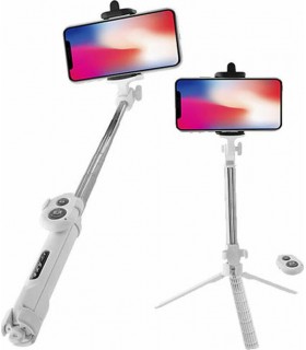 Lamtech Tripod Selfie Stick με Bluetooth Λευκό