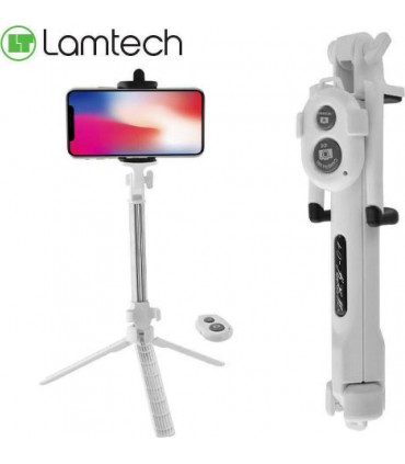 Lamtech Tripod Selfie Stick με Bluetooth Λευκό