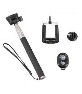 Lamtech 3in1 Selfie Stick με Bluetooth / Τηλεχειριστήριο Μαύρο
