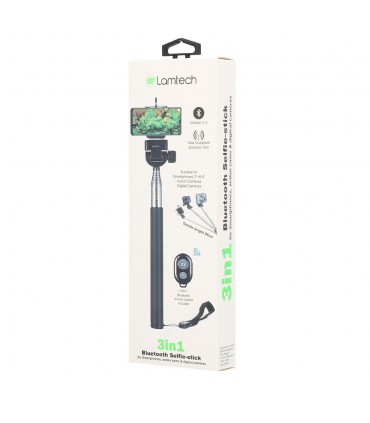 Lamtech 3in1 Selfie Stick με Bluetooth / Τηλεχειριστήριο Μαύρο