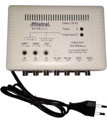 Mistral 2Χ112 Κεντρικός Ενισχυτής στα 34dB με δύο εξόδους