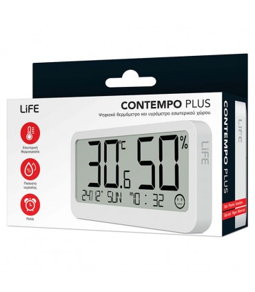 Life Contempo Plus Θερμόμετρo & Υγρασιόμετρo Επιτραπέζιο για Χρήση σε Εσωτερικό Χώρο