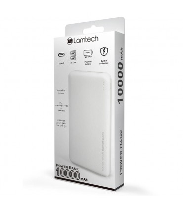 Lamtech LAM112105 Power Bank 10000mAh με 2 Θύρες USB-A Λευκό
