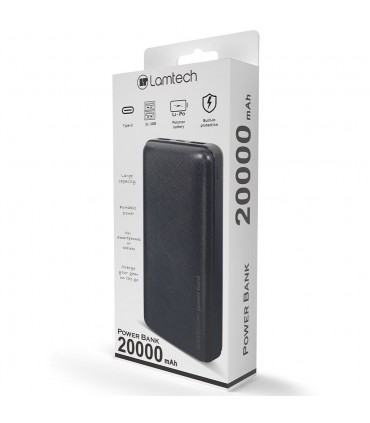 Lamtech LAM112112 Power Bank 20000mAh με 2 Θύρες USB-A Μαύρο