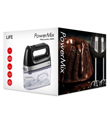 Life PowerMix Μίξερ Χειρός 500W Μαύρο