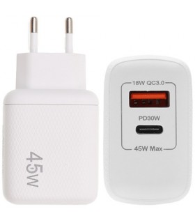 Lamtech Φορτιστής Χωρίς Καλώδιο με Θύρα USB-A και Θύρα USB-C 45W Power Delivery / Quick Charge 3.0 Μαύρος (LAM023541)