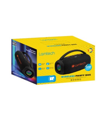 LAMTECH WIRELESS V5.3 BASS BOOST PARTY BOX 20W BLACK ORANGE