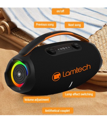 LAMTECH WIRELESS V5.3 STEREO PARTY BOX 60W BLACK ORANGE