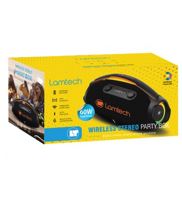 LAMTECH WIRELESS V5.3 STEREO PARTY BOX 60W BLACK ORANGE