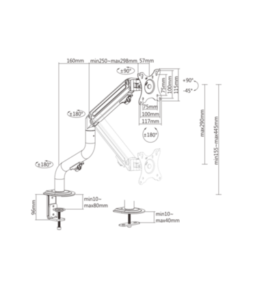 GEMBIRD ADJUSTABLE DESK DISPLAY MOUNTING ARM 17-32