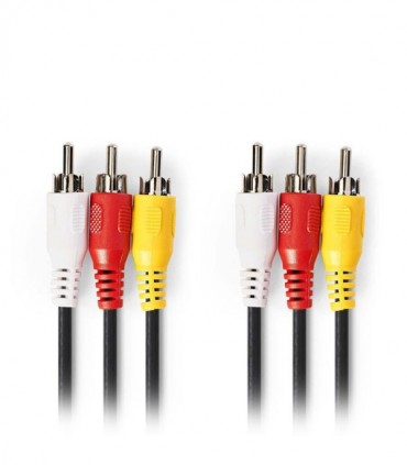 NEDIS CVGP24300BK50 Composite Video Cable 3x RCA Male-3x RCA Male,5.0 m,Black