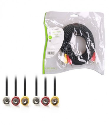 NEDIS CVGP24300BK100 Composite Video Cable 3x RCA Male-3x RCA Male,10 m,Black