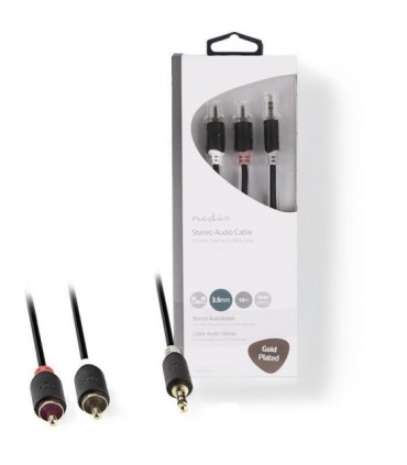 NEDIS CABW22200AT100 Stereo Audio Cable 3.5 mm Male - 2x RCA Male 10 m Anthracit