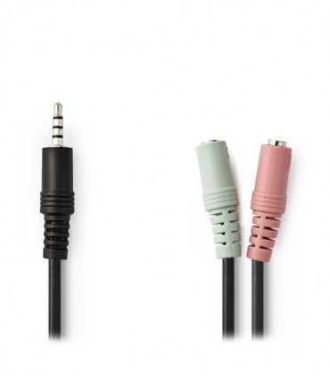 NEDIS CAGP22150BK02 Headset Audio Cable, 3.5 mm Male - 2x 3.5 mm Female, 0.2m, B