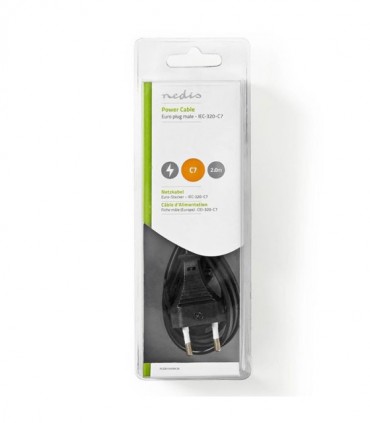 NEDIS PCGB11040BK20 Euro Power Cable Straight Euro Male - IEC-320-C7 2.00 m Blac