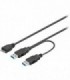 95746 ΚΑΛΩΔΙΟ 2xUSB 3.0 PLUG (TYPE A) -  USB 3.0 MICRO PLUG (TYPE B) 0.30m