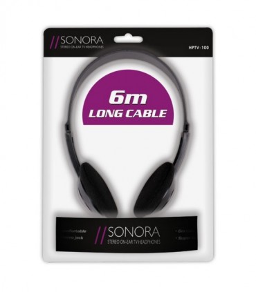 SONORA HPTV-100 TV HEADPHONES WITH 6M CABLE,BLACK COLOR