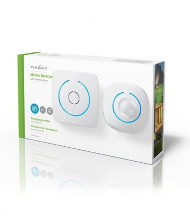 NEDIS ALRMMW20WT Home Security Motion Detector Chime 8 Ringtones Signals with li