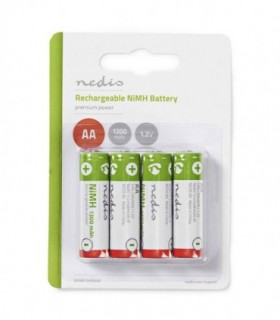 NEDIS BANM13HR64B Rechargeable Ni-MH Battery AA, 1.2V, 1300 mAh, 4 pieces, Blist