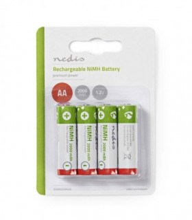 NEDIS BANM20HR64B Rechargeable Ni-MH Battery AA, 1.2V, 2000 mAh, 4 pieces, Blist