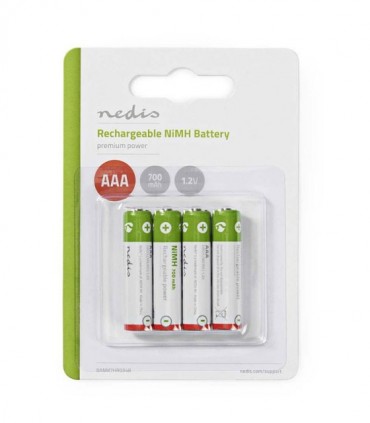 NEDIS BANM7HR034B Rechargeable Ni-MH Battery AAA, 1.2V, 700 mAh, 4 pieces, Blist