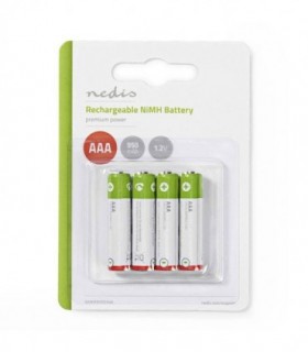 NEDIS BANM9HR034B Rechargeable Ni-MH Battery AAA, 1.2V, 950 mAh, 4 pieces, Blist
