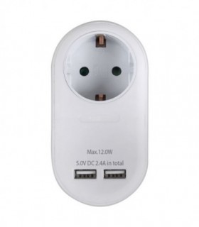 SONORA PAW100-2USB24 SCHUKO ADAPTOR WITH 2 USB PORTS 2.4A