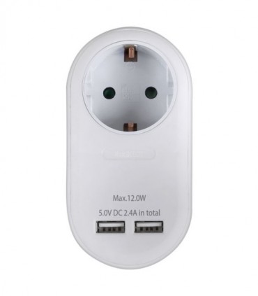 SONORA PAW100-2USB24 SCHUKO ADAPTOR WITH 2 USB PORTS 2.4A